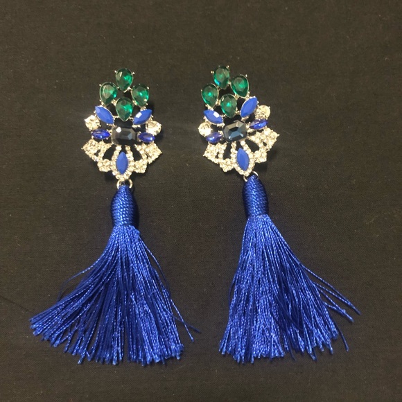 Blue Tassel Earrings - Picture 1 of 1